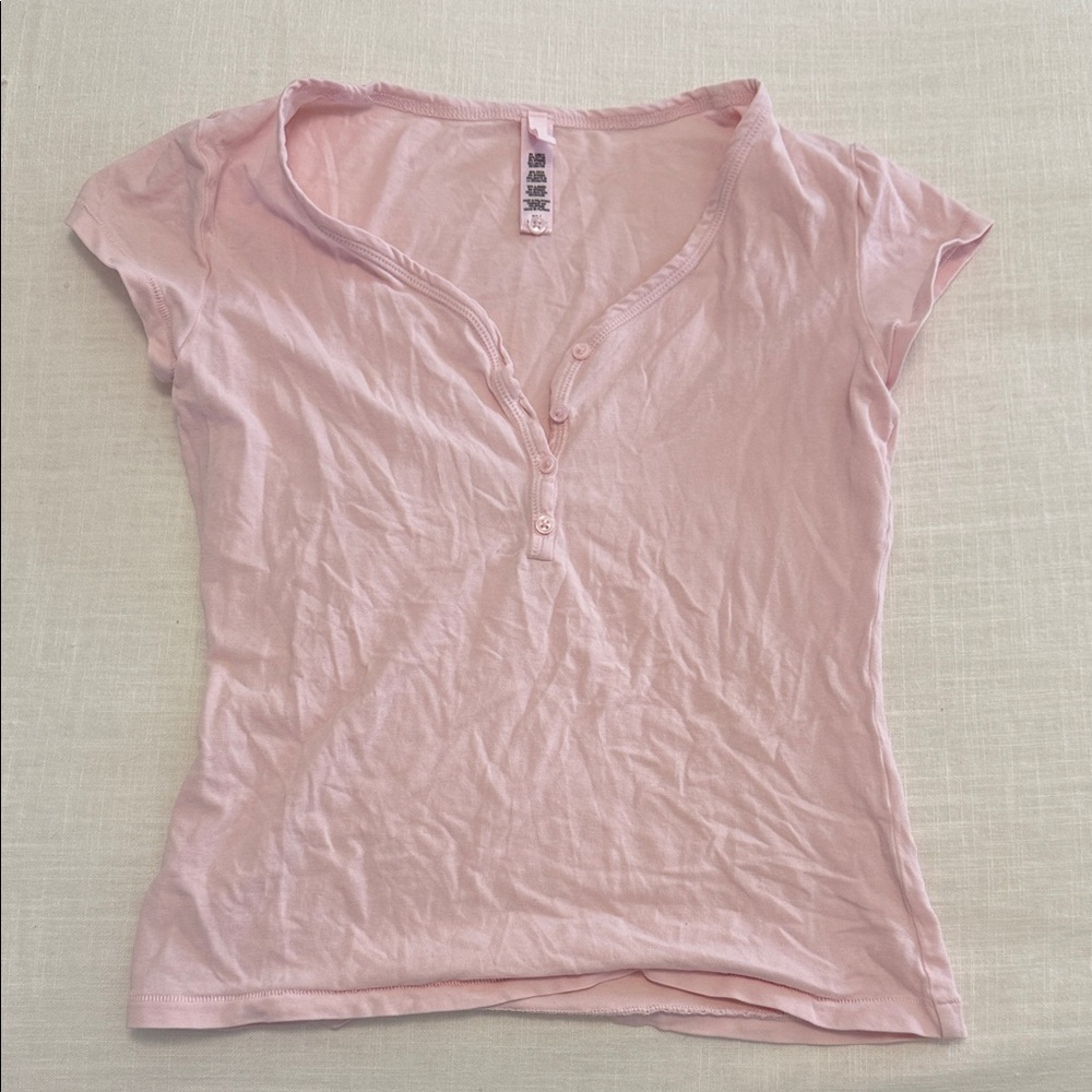 SKIMS Light Pink Short Sleeve Top